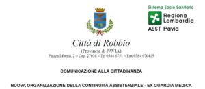 NUOVA ORGANIZZAZIONE DELLA CONTINUITÀ ASSISTENZIALE – EX GUARDIA MEDICA