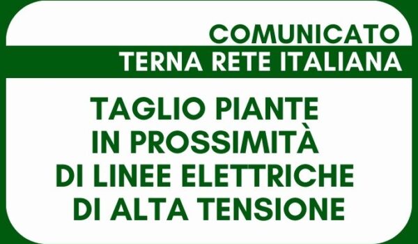 Avviso per manutenzione del verde in prossimità degli elettrodotti di alta tensione