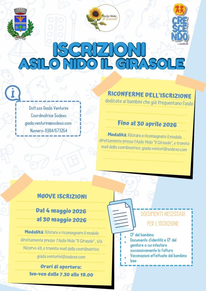 Conferma Iscrizioni Asilo Nido “Il Girasole”